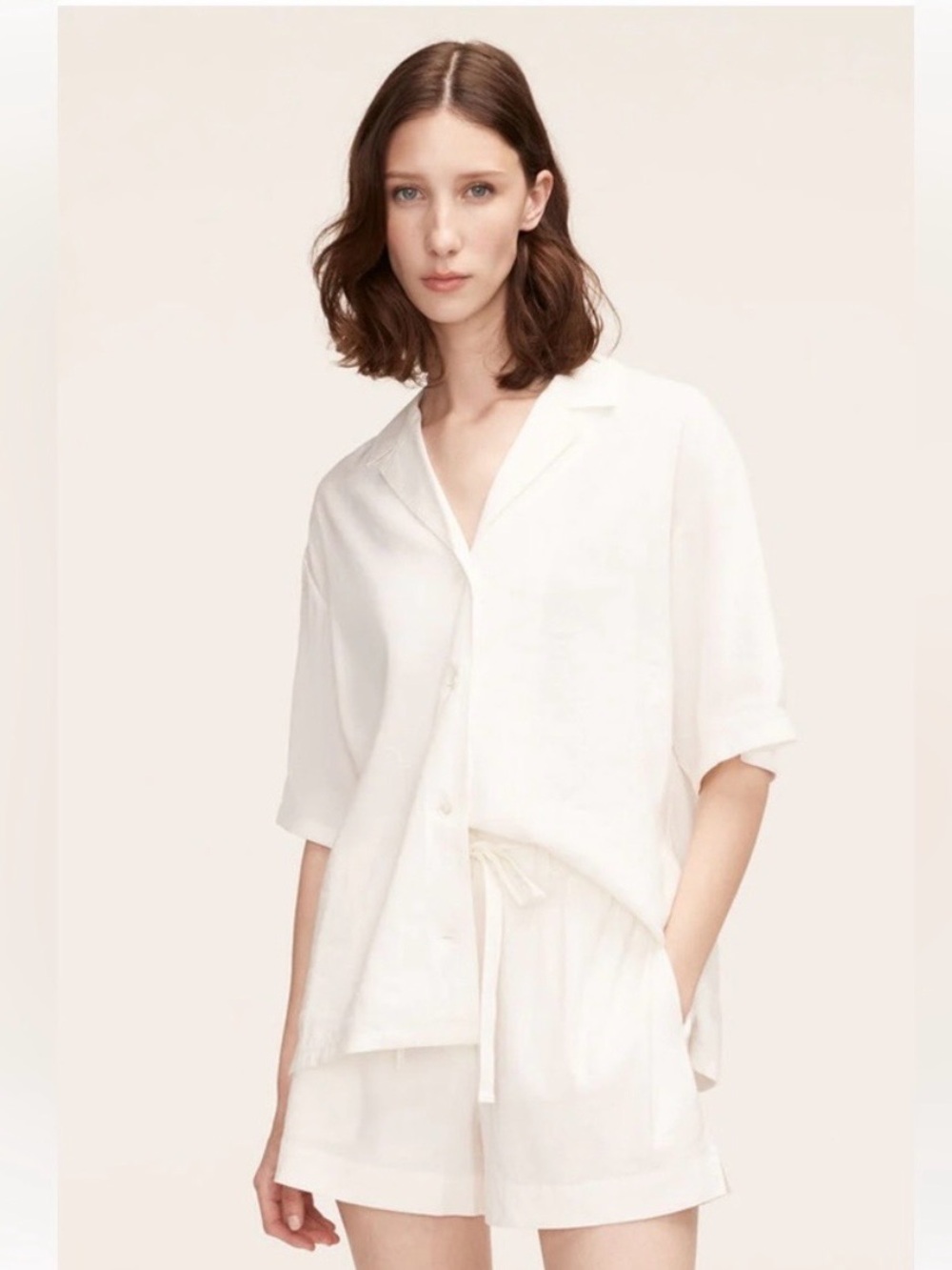 Rebecca Taylor White linen high waist drawstring shirts new with tags size xs